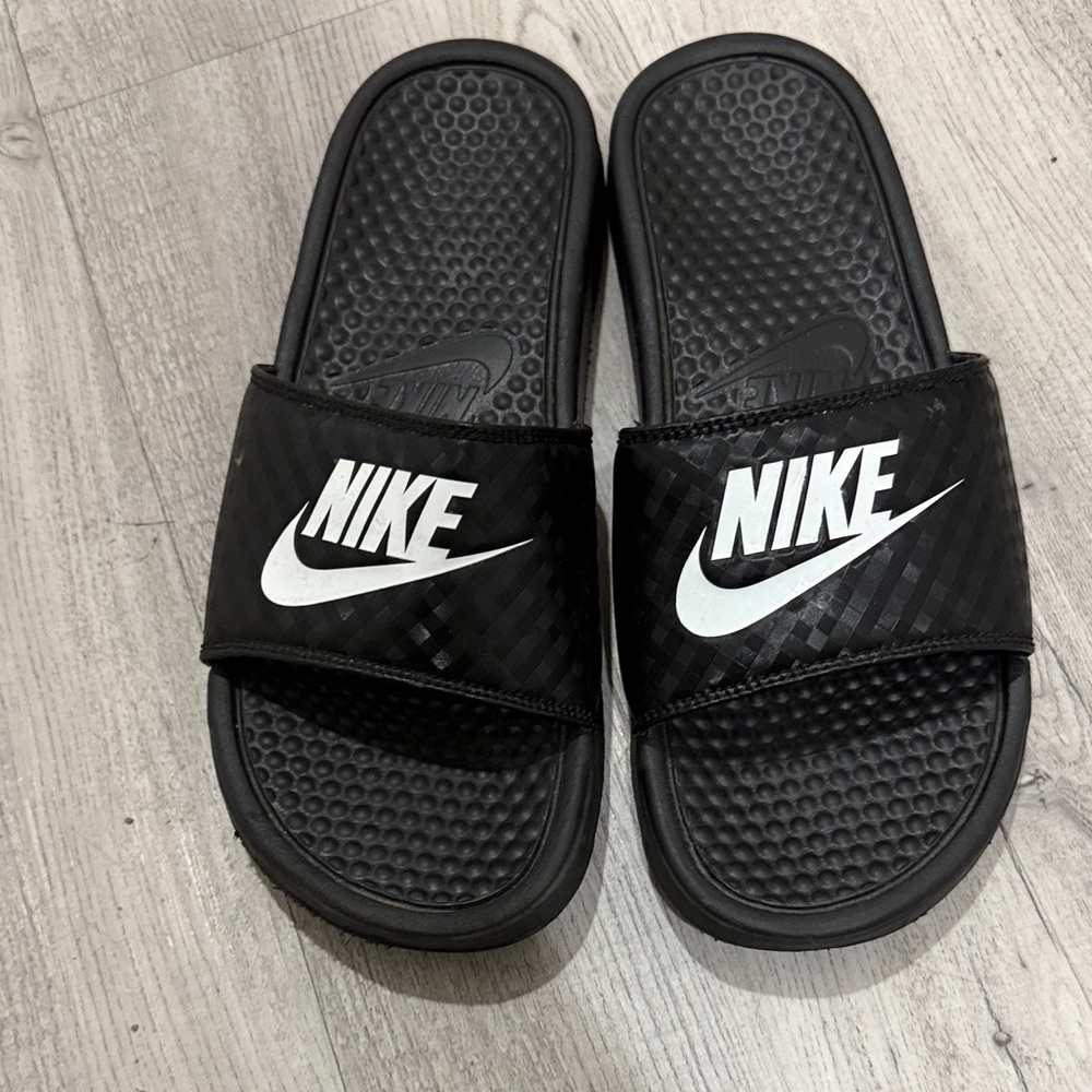 Nike Black and White Slide Sandals